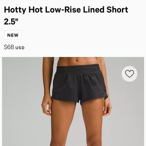 lululemon hotty hot low rise 2.5” size 2!!